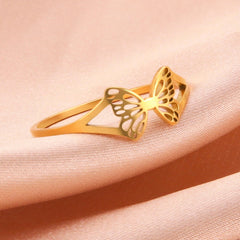 Skyrim Stainless Steel Cutout Butterfly Rings Women Minimalist Ring Female Jewelry Party Birthday Wedding Gifts Wholesale 2023