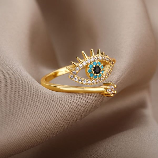 Safiya Lucky Evil Eye Stainless Steel Ring Collection