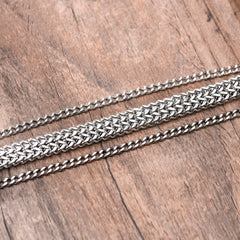 Vnox Layered Bracelets for Men, Black Franco Chain, Cuban Chain, Stainless Steel Simple Wristband, Casual Fashion Jewelry