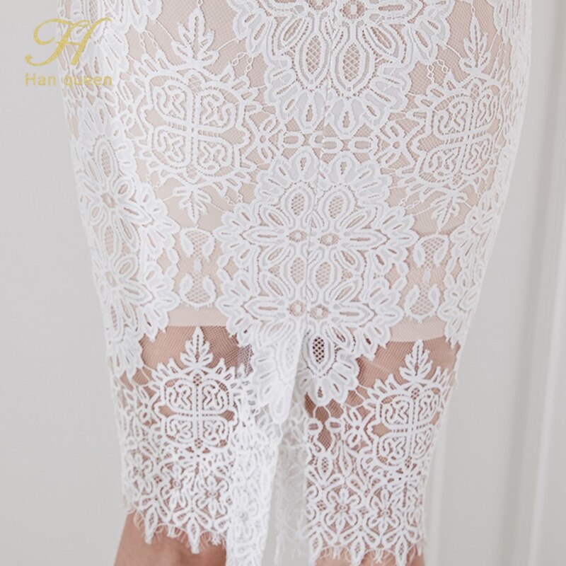 Han Queen Halter Strapless Summer Sheath Hollow out Lace Pencil Dress