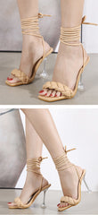 Weave Sandals Women Transparent Strange High Heels Open Toe Shoes