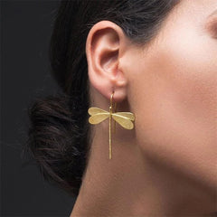 Simple Stereo 3D Dragonfly Drop Earrings Trend Ladies Long Earrings Women Party Wedding Jewelry Fashion Accessories