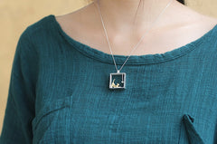 925 Sterling Silver Square  cat Necklaces &amp; Pendants For Women High Quality Sterling-silver-jewelry