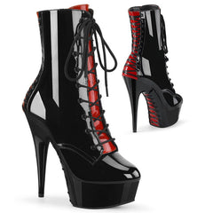 Pole Dance Shoes Platform Stripper Ankle Boots High Heels Gothic Fetish Queen Black Lacing Red