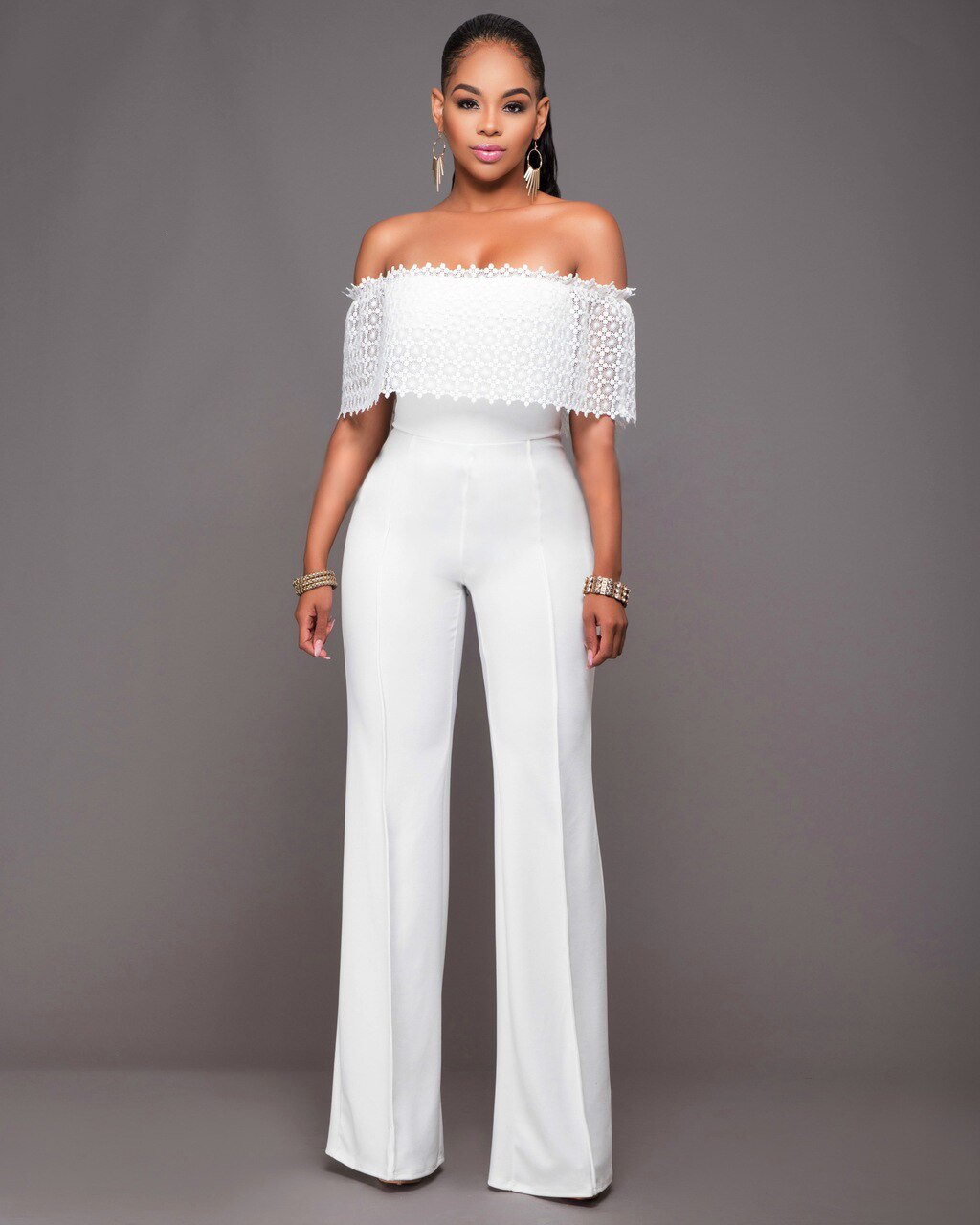 Summer White Black 2 Piece Set Women Clothing Wide Leg Pants Suits Sexy Cropped Top + Long Trousers Fashion Woman Tracksuits
