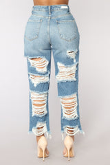 Fashion Denim Flare Pants Women High Waist Retro Ripped Jeans Wide Leg Trousers Lady Casual Bell-Bottoms Flare Pant Tassel Jeans