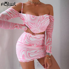 Summer Print 2 Two Piece mini skirt set