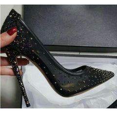 Arden Furtado 2022 spring summer Pointed Toe Stilettos Heels woman  transparent  Wire side shallow pumps Sequins Wedding Shoes