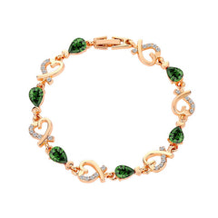 Austrian Crystal Heart Chain Bracelet
