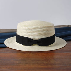 Women's Casual Straw Sun Hat with Bowknot Detail