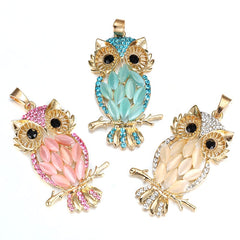 MODKISR Hollow Golden Zircon Lady pendant Box Owl Aromatherapy Locket Essential Oil Diffuser Magnetic Opening Necklace Jewelery