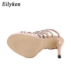 Eilyken 2022 New Design Open ToeThin Heels Gladiator For Women Sandals Champagne Fashion Buckle Back Strap Ladies Shoes