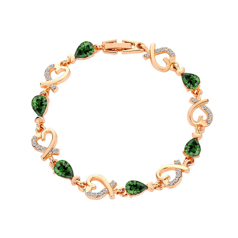 Austrian Crystal Heart Chain Bracelet