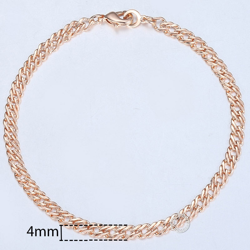 Rose Gold Color Link Chain Copper Bracelets