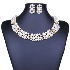 ZOSHI Fashion Pearl Jewelry Sets For Women African Beads Jewelry Set Gold Plated Wedding Crystal Bridal Dubai Necklace Jewelery