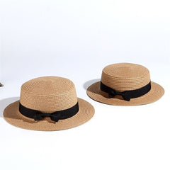 Women's Casual Straw Sun Hat with Bowknot Detail