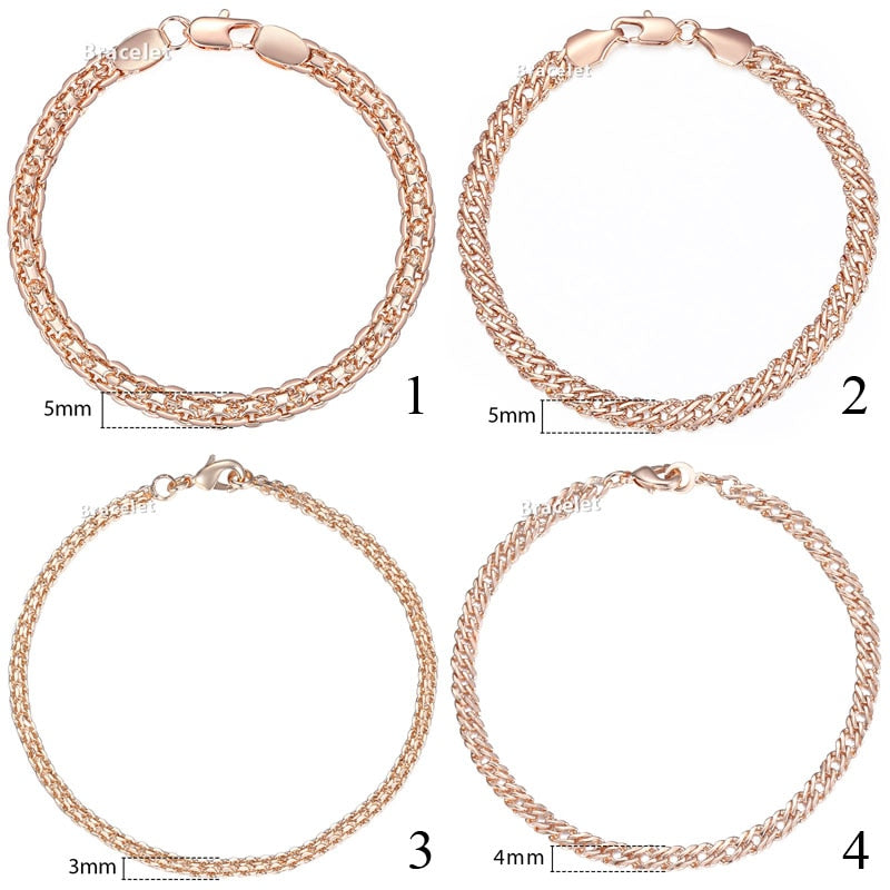 Rose Gold Color Link Chain Copper Bracelets