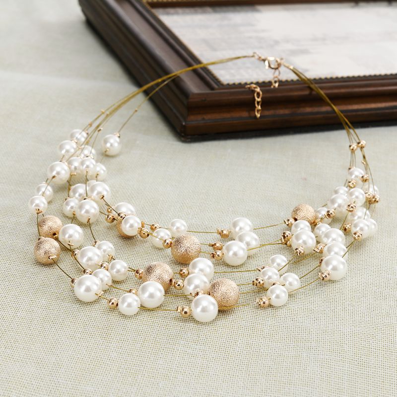 Giselle Layered Pearl Chain Necklace