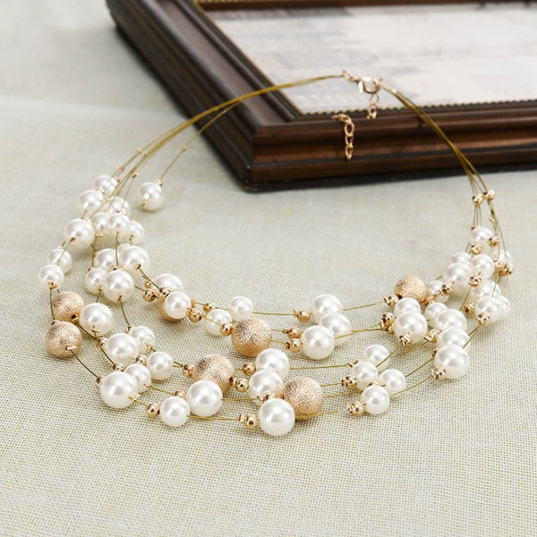 Giselle Layered Pearl Chain Necklace