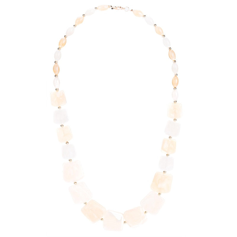 Ahmed New Maxi Statement Long Beads Necklaces Collier Fashion Spring Acrylic Geometric Pendant Collar Necklace for Women