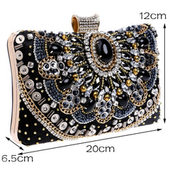 SEKUSA Hot Sale Small Beaded Clutch Purse Elegant Black Evening Bags Wedding Party Clutch Handbag Metal Chain Shoulder Bags