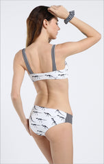 Bikini Set Dinosaurs Print Stripes Patchwork