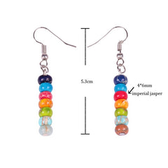 Chakra Earrings Natural Emperor Stone Earrings Colorful Yoga Earrings Energy Healing reiki Jewelry meditation Earrings