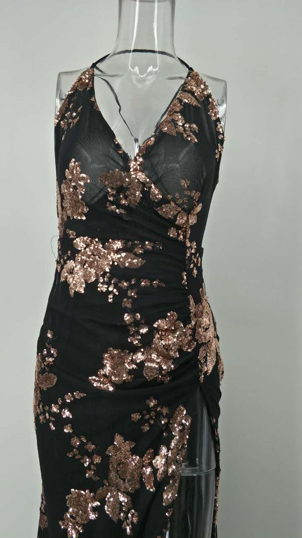 Sexy black Sequins maxi Summer dress women vintage Elegant Backless Party Dress long club Bodycon dresses sukienki vestidos 2022