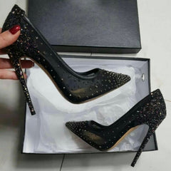 Arden Furtado 2022 spring summer Pointed Toe Stilettos Heels woman  transparent  Wire side shallow pumps Sequins Wedding Shoes