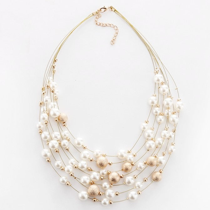 Giselle Layered Pearl Chain Necklace