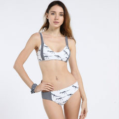 Bikini Set Dinosaurs Print Stripes Patchwork