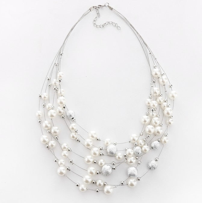 Giselle Layered Pearl Chain Necklace