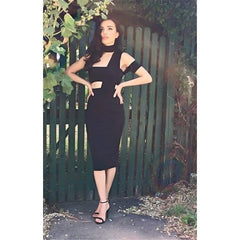 New Off Shoulder Fashion Bandage Dress Women Party Cutout Black Elegant Dresses Celebrity Evening Club Bodycon Vestidos Summer