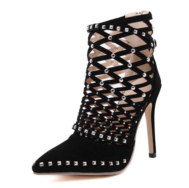 Gladiator Roman Sandals Summer Rivet Studded Cut Out Caged Ankle Boots