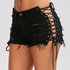 Sexy sonya lace up denim shorts