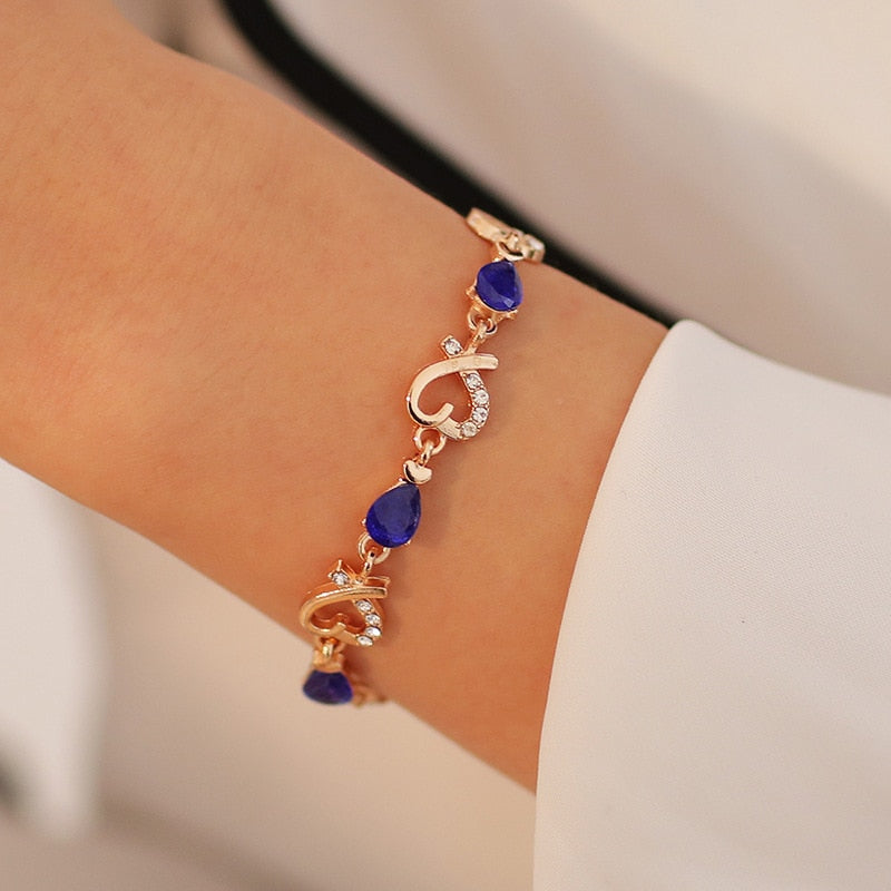 Austrian Crystal Heart Chain Bracelet Main image