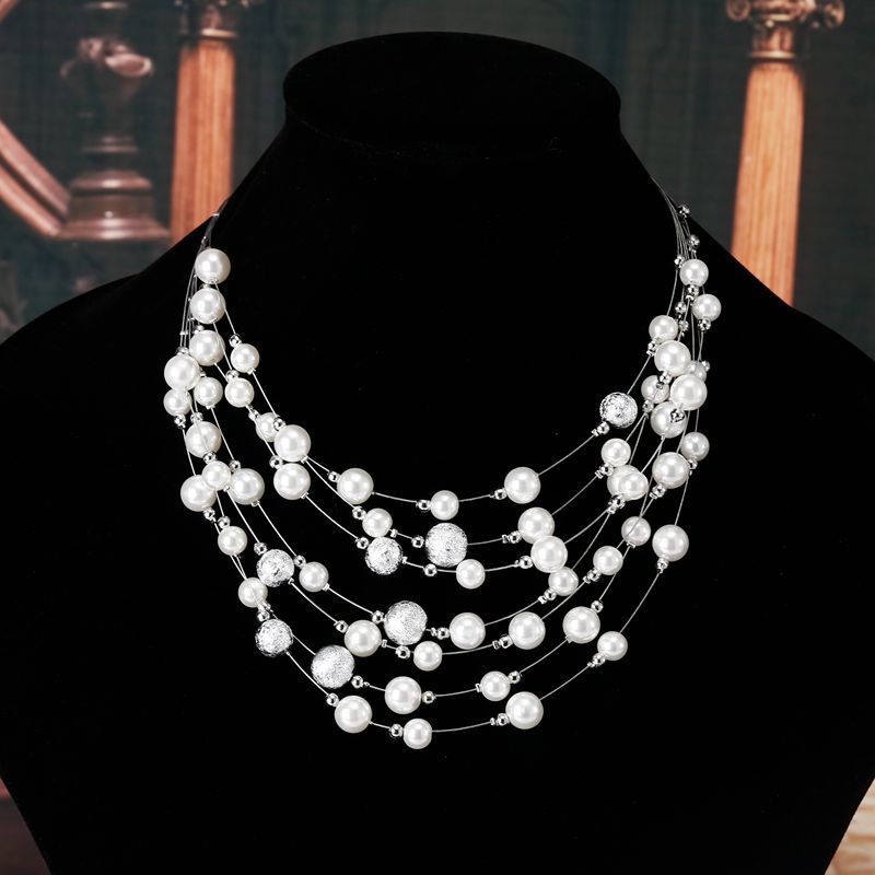 Giselle Layered Pearl Chain Necklace