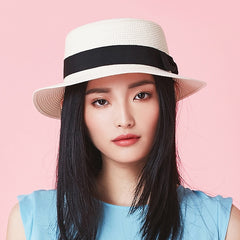 Women's Casual Straw Sun Hat with Bowknot Detail