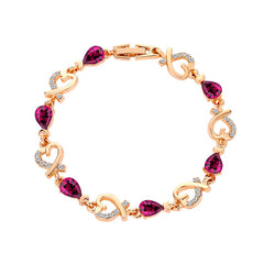 Austrian Crystal Heart Chain Bracelet