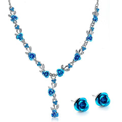 Vintage Necklace Earrings Wedding Bridal Elegant Jewelry Sets For Women Flower Necklace Marriage Beads Jewelry Set Fashion