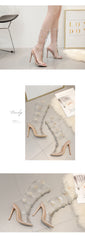 High Heels Shoes Sexy Women Party Shoes Design Rhinestone PVC Transparent Stiletto