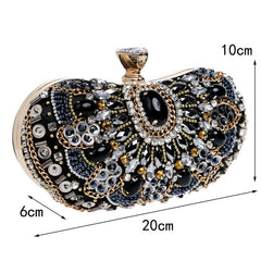 SEKUSA Hot Sale Small Beaded Clutch Purse Elegant Black Evening Bags Wedding Party Clutch Handbag Metal Chain Shoulder Bags