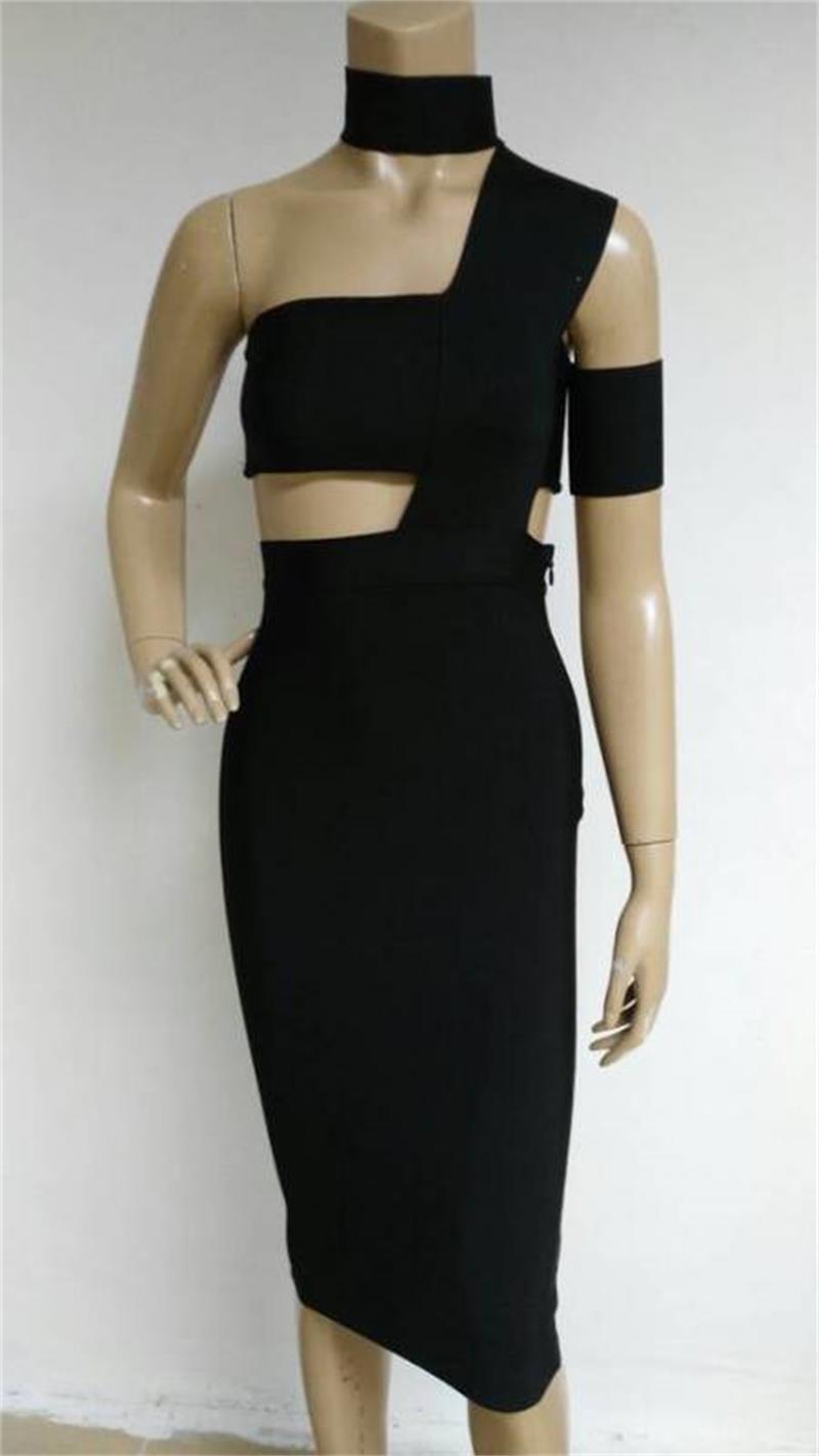 New Off Shoulder Fashion Bandage Dress Women Party Cutout Black Elegant Dresses Celebrity Evening Club Bodycon Vestidos Summer