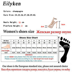 Eilyken 2022 New Design Open ToeThin Heels Gladiator For Women Sandals Champagne Fashion Buckle Back Strap Ladies Shoes