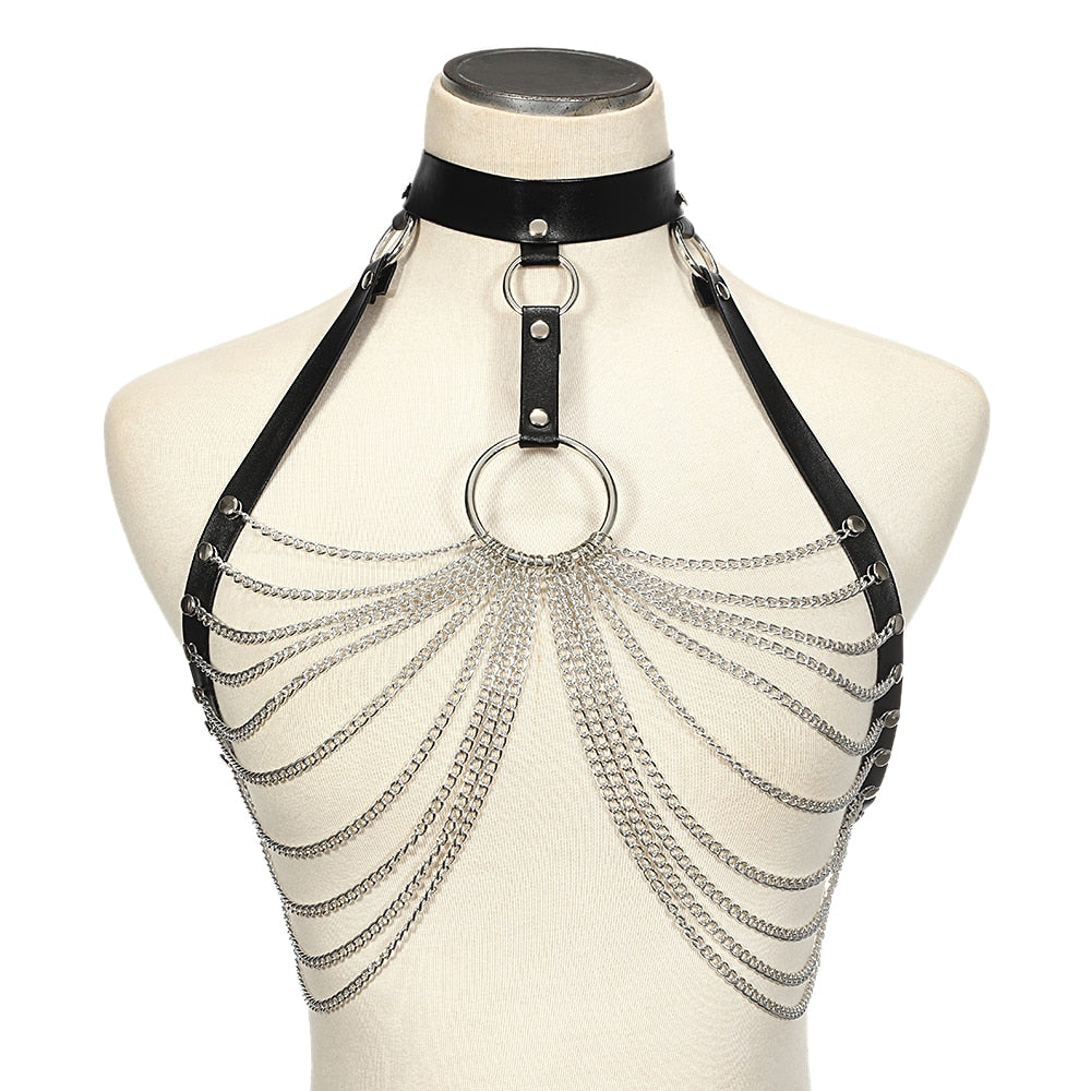 Morwenna Gothic Metal Body Harness One-piece