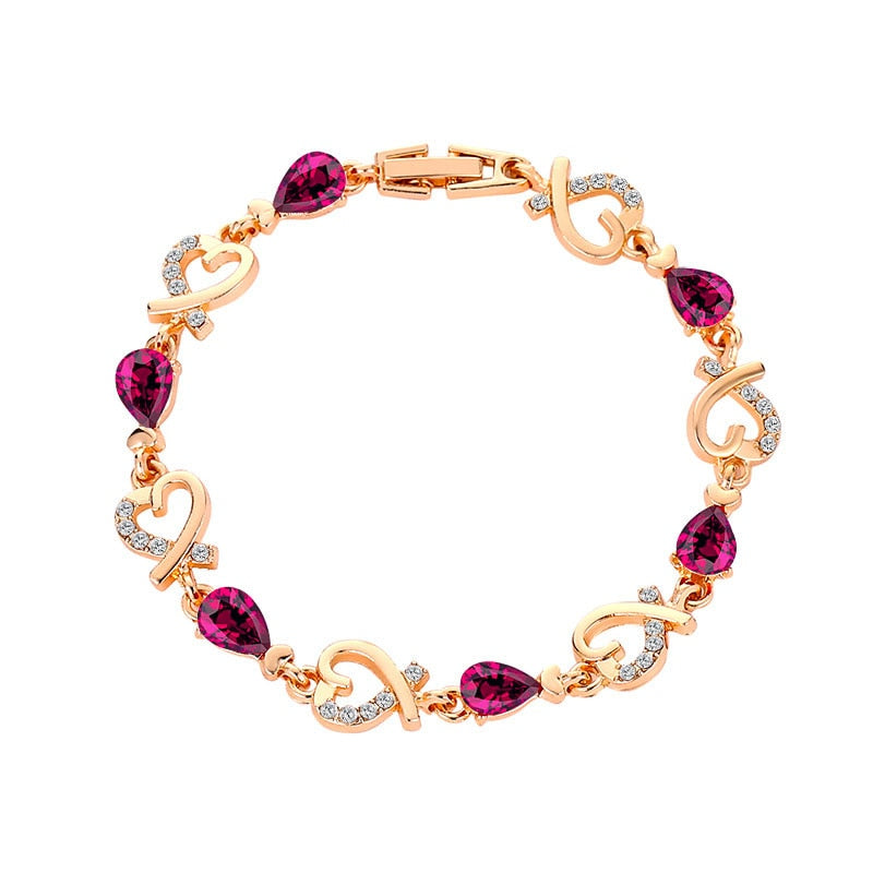 Austrian Crystal Heart Chain Bracelet Secondary image