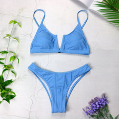 Sexy Bandeau Bikinis 2022 New V Neck Bikini Swimsuits Push Up Swimwear Female Brazilian Bikini Set Bathing Suits Biquini 3418