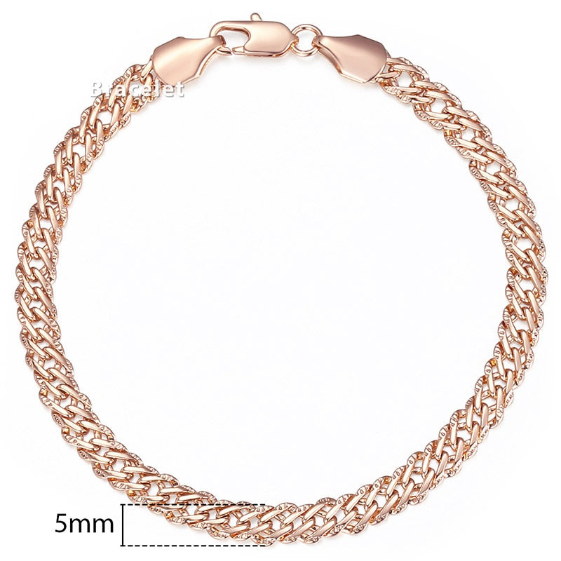 Rose Gold Color Link Chain Copper Bracelets