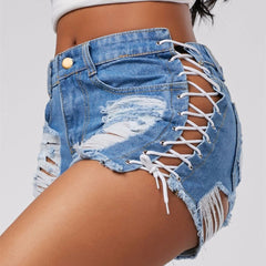 Sexy sonya lace up denim shorts