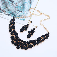 Ahmed Fashion Red Black Blue Crystal Water Drop Geometric Necklaces &amp; Pendants Statement Necklace Earrings Wedding Jewelry set